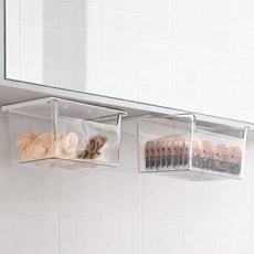 모디홈 부착식 서랍 무타공 책상 히든 수납함, 2개, 투명화이트