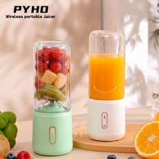 PYHO 휴대용 무선 믹서기 소형 블랜더 사무실이나 야외에서 모두 휴대하고 사용할 수 있어 USB 충전 전기 믹서컵 500ml, 녹색