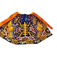 土地公/福德正神 凸繡壽衣 神明衣, 藍色,1尺6神明穿 (1尺4寸長)