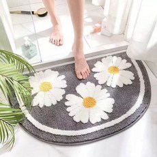 현관 욕실 발매트 라운드 미끄럼방지, 1개, D. 꽃이 활짝 핀