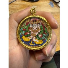 大日如來 手繪唐卡 畫芯3.5X3.5cm, 如圖所示, 1個