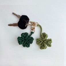 마크라메 네잎클로버 키링 열쇠고리 만들기 DIY 키트 bnc*632OK, 라이트그린, 1개