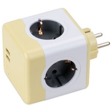 PowerCube V2 Original USB 4孔延長線, 77mm, 黃色, 1個
