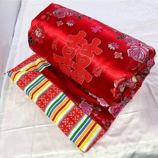 프라운 원앙금침 세트 실크 금침 이불 원앙 전통 혼수이불, 솜 없음 이불 커버만, 레드드래곤앤피닉스더블해피니스