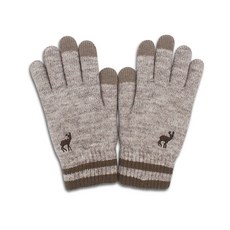 體溫魔術師丨MIT台灣製 麋鹿暖心保暖觸控手套 女款 加厚防風 柔軟親膚 靈敏觸控 冬季通勤百搭, 海砂褐, 1個