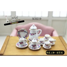 隨草憶境（SC0219套件組）迷你陶瓷茶具茶杯 茶壺 可開蓋 陶瓷上釉 微縮模型 食玩模型, 1個, 一組入（如圖1）