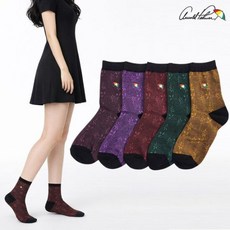 아놀드파마 여성양말 단풍 꽃무늬 중목 패션 캐주얼양말 5족 세트 엄마 할머니 3116267