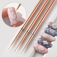 위치비 라인 젤네일 브러쉬 3종세트 세필 네일붓, 1세트, 로즈골드