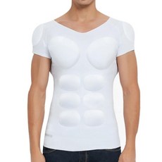 반팔 소개팅 셔츠 몸좋아보이는 어깡 마른남자 근육 준비 탈부착패드 어깨뽕 티 면접, LD-680 머슬티(올바디)_화이트_M