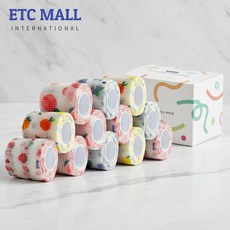 이티씨몰 자가점착 밴드 5cm 압박붕대 패턴 과일 4종 스트로베리 만다린 그레이프 피치 10+2, 1개