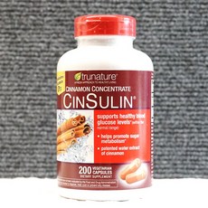 trunature CINSULIN肉桂濃縮膠囊，含維生素D3，200粒素食膠囊，有助於維持血糖健康, 1.5g, 100個, 1.5ml