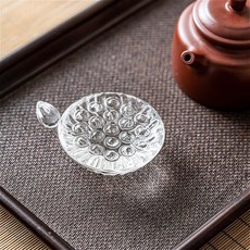 LEEDJUINE 유리 연근 티 트레이 장식 9.1cm 3.5인치 찻주전자 커버 홀더 장식용 티 플레이, 1개