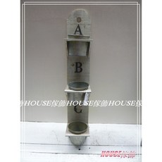 House傢飾 zakka 南法田園鄉村風格 Loft工業風 ABC造型三格花器 橄欖綠色