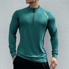 運動高彈打底長袖訓練立領半門襟圓領修身半拉鏈健身服飾 肌肉 機能寬肩訓練 素麵 彈性 美式 閤身