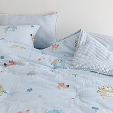 아르떼베딩 꿈동산 알러지케어 키즈침구 어린이 초등학생 부드러운 모달 차렵이불 SS, 블루, 이불 단품(SS)