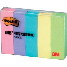 3M 可再貼標籤紙，五色分類標記好幫手，可重複黏貼不殘膠, 1個, 100張/條