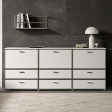 아르엔 미드센추리 플랩도어 와이드 수납장 2단 다용도 서랍장 침실 협탁 거실 모듈가구, 3단 1800 와이드수납장(플랩도어형) 퓨어화이트, 01.선택안함