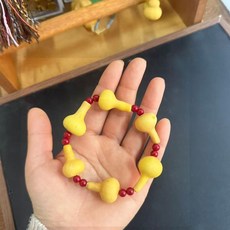 手工天然葫蘆文玩手串 特小迷你獨霸葫蘆手圈, 1個, 金小獨霸手串【一串】6顆雙珠,配珠隨機發