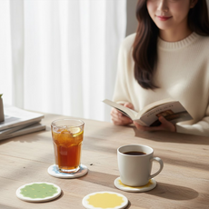 씨엔알비 식탁 위 포인트 규조토 코스터 4p, 1세트, 쿠키 디자인 세트