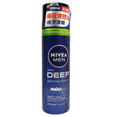 NIVEA MEN 妮維雅男士 深極炭極淨保濕刮鬍泡, 1個, 200ml