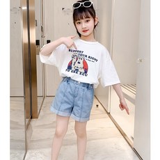 아이짱 여아용 캐쥬얼 롤업반바지