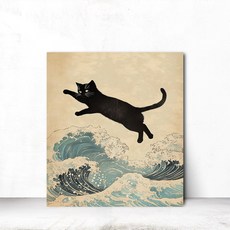 마지아갤러리 고양이액자 아트 포스터 인테리어 캔버스그림 냥이날다 S 31X41cm