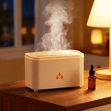 THOUSTA 벽난로식 무드등 무소음 미니 가정용 탁상용 초음파 가습기, 화이트, X02-1