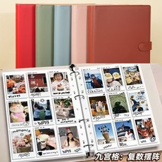 拍立得相冊 3寸照片收納冊 復古卡片收集冊, 可定製3寸9格 單面40張內膜,A4粉色-搭扣 可放360張