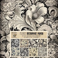 디커플링 페이퍼 팩(24매 6 x6 ) 앤티크 플로럴 각인 공예 및 스크랩북을 위한 빈티지 스타일 패턴