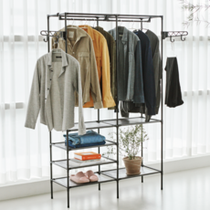 Wanadone 鋼製無螺絲置物架衣架, 黑色