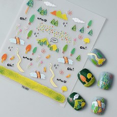 클래식네일 5D 네이처 네일스티커 젤네일아트재료, 1개, 그린(377)