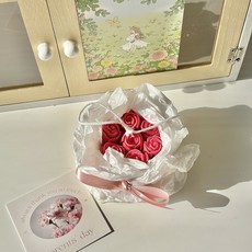 베어리무드 어버이날 가정의달 선물 장미 꽃다발 캔들, 레드