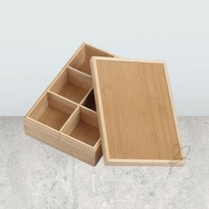 블루라운지 공간박스 6칸 대나무 수납보관함 덮개형 거실수납, 1개, 브라운