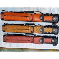 【國華撞球】高尚型真皮撞球桿筒：壓紋打釘6孔，可裝雙前截、跳桿、衝桿，高級真皮可提背, 1個