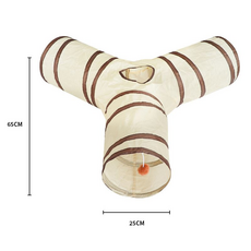 三通寵物隧道玩具 附贈麻繩玩具球, 單獨貓咪隧道玩具, 1個