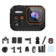 RUNDX WiFi 4K UHD 방수 액션캠 손떨림방 오토바이 등산 여행용 +64G SD카드 증정, 블랙