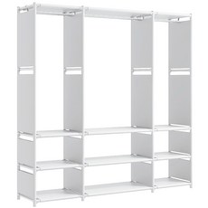 HN. 3단 스탠드 모던 드레스룸 시스템 행거 옷장, 화이트