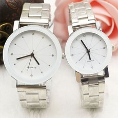 심플 기하학 패턴 메탈 커플 시계OC