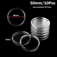 10PCS 투명 플라스틱 코닝 캡슐 아크릴 코인 케이스 홀더 보호기 스토리지 박스, 50mm