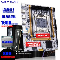 QIYIDA X99 마더보드 세트 DDR4 키트 XEON CPU 메모리 RAM 플러그 TPM2 V4 ECC 2011 2680 E5 프로세서 REG 16G, 마더보드 CPU RAM