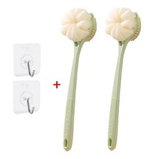 배로나 샤워볼부착 긴손잡이 양면목욕용품 부드러운 바디브러쉬, 1세트, 2개입, 그린