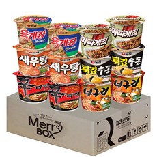 NONGSHIM 農心 碗裝辛拉麵 2入 + 碗裝鮮蝦湯麵 2入 + 碗裝辣牛肉湯麵 2入 + 碗裝浣熊香辣海鮮烏龍麵 2入 + 碗裝天婦羅海鮮味烏龍麵 2入 + 碗裝醡醬風味麵 2入, 1組