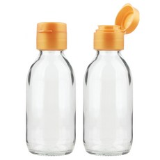 공병상회 OS미니소스125 투명 유리병 2P + 골드캡 세트, 2개, 125ml