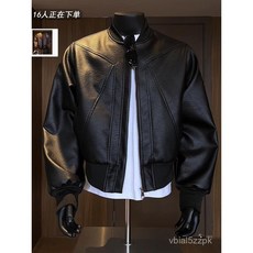 男士美式復古裂皮短版機車皮衣，秋冬新款潮流百搭外套，展現韓系時尚風格