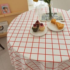 목화베리 체크 방수식탁보 캠핑테이블보, 체크심플레드140*120