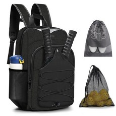 224586 DerHutzucker 피클볼 백 - 남성 및 여성용 백팩 조절 가능한 슬링 백 대용량/안전 포켓 통기성 라켓 수납 공간 블랙 (블랙 픽볼), 블랙 픽볼