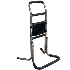 LADUTA 老年人床邊扶手 高度可調 帶側邊扶手 防滑大扶手 穩固不側滑 泡棉防滑扶手, 黑色+銅色馬桶扶手（帶儲物袋）, 1個