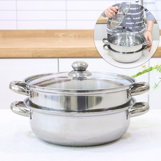 가론 2in1 인덕션 찜 전골 냄비 28cm 양수냄비 찜솥 편수냄비 스텐 찜기 샤브샤브, 1개