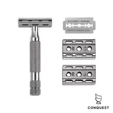 【CONQUEST】Rockwell Razors 6C 鐵灰色雙刃刮鬍刀，六種刀頭可替換，手動刮鬍刀，加拿大品牌, 1個