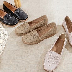 여성용 편안한 통기성 가죽 플랫슈즈 중장년 여성 데일리 캐주얼단화 흰색 작업화 스타일 발편한 여성단화구두